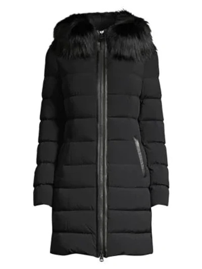 Shop Mackage Calla Silverfox Fur-trim Puffer Down Jacket In Black