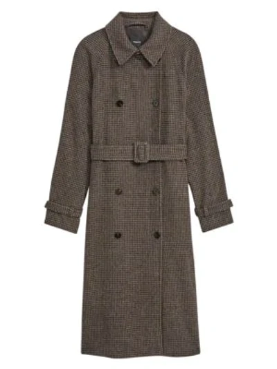 Shop Theory Classic Check Trench Coat In Brown Multi