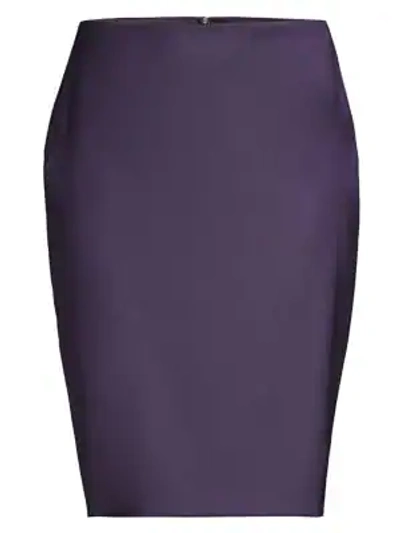 Shop Hugo Boss Vikena Natural Stretch Virgin Wool Pencil Skirt In Grape