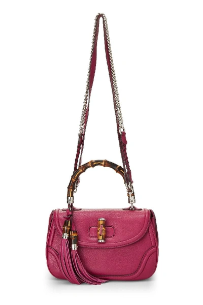 Pre-owned Gucci Raspberry Leather Bamboo Handbag