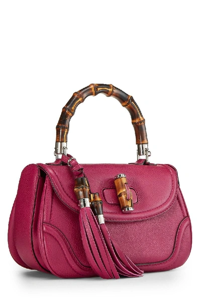 Pre-owned Gucci Raspberry Leather Bamboo Handbag