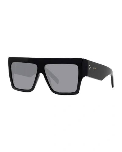 Shop Celine Chunky Rectangle Acetate Sunglasses In Black