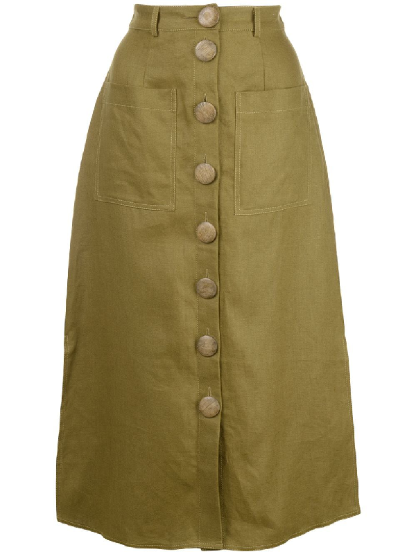 Nicholas Stitched Panel Skirt In Green | ModeSens