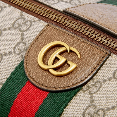 Shop Gucci Ophidia Gg Wash Bag In Brown