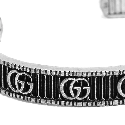 Shop Gucci Double G Motif Bracelet In Silver