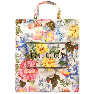 Shop Gucci Logo Floral Tote Bag In Multi
