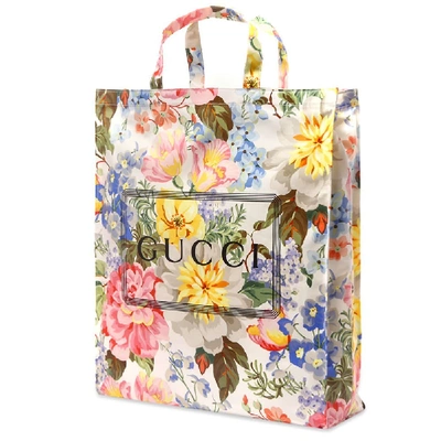 Shop Gucci Logo Floral Tote Bag In Multi