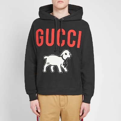 Shop Gucci Lamb Logo Hoody In Black