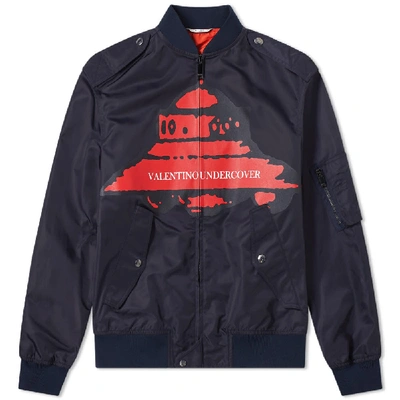 Shop Valentino X Undercover Ufo Vu Front Printed Bomber In Blue