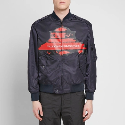 Shop Valentino X Undercover Ufo Vu Front Printed Bomber In Blue