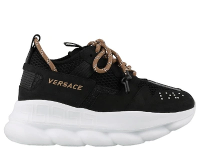 Shop Versace Chain Reaction Low Top Sneakers In Black