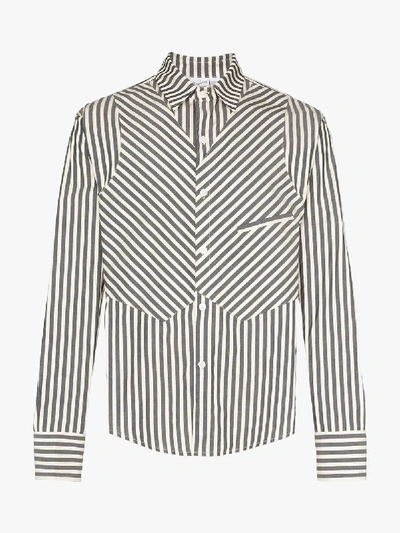 Shop Vaquera Contrast Striped Cotton Shirt In White