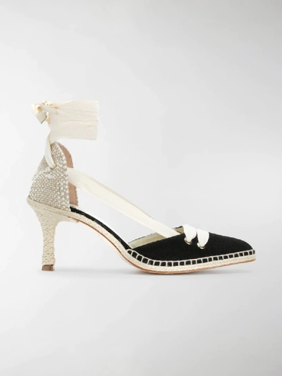 Shop Castaã±er X Manolo Blahnik Mid-heel Espadrille Pumps In Black