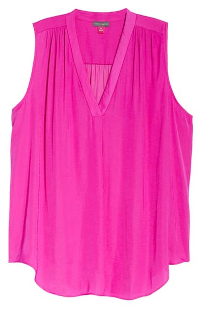Shop Vince Camuto Rumple Satin Sleeveless Top In Pink Shock