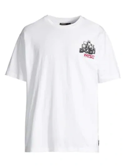 Shop Wesc Mason Media Junkie T-shirt In White