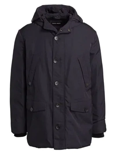 Shop Giorgio Armani Jacquard Microfiber Jacket In Solid Dark