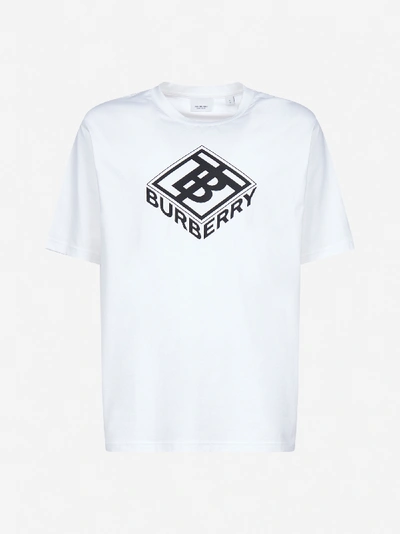 Shop Burberry Ellison Logo Cotton T-shirt In White