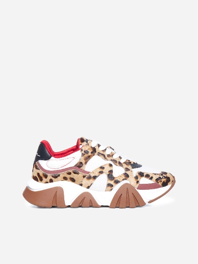 Shop Versace Squalo Leopard Print Leather And Rubber Sneakers