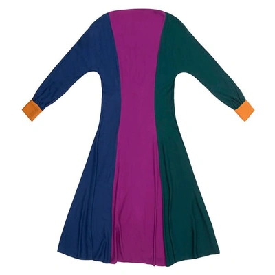 Shop Tomcsanyi Margit Colour Block Midi Dress In Multicolour