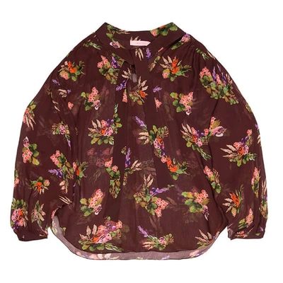 Shop Tomcsanyi Greta Lame Flower Print Sheer Blouse In Multicolour