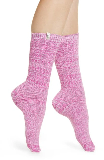 Shop Ugg Ribbed Crew Socks In Fuchsia