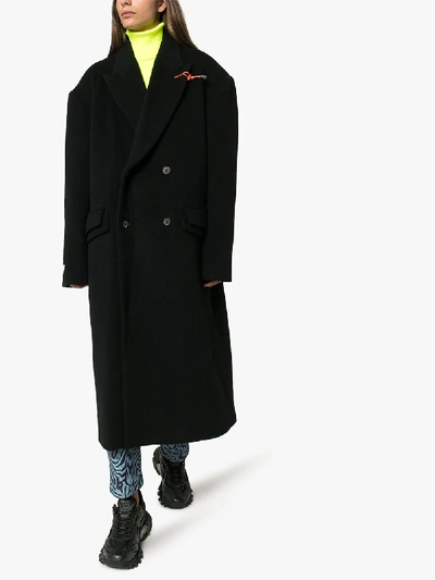Shop Ader Error Double-breasted Wool Coat In Black