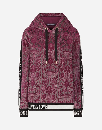 Shop Dolce & Gabbana Ornamental Velvet Hoodie In Multicolor