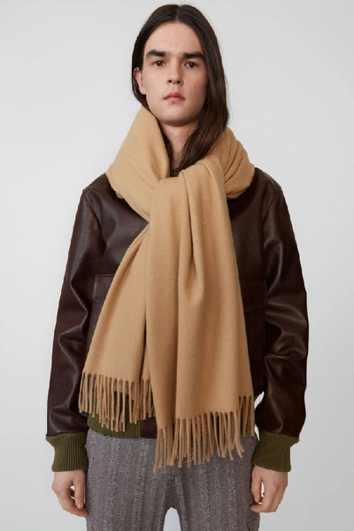 Shop Acne Studios Canada Cash Nw Camel Brown In Cashmere Fringed Scarf