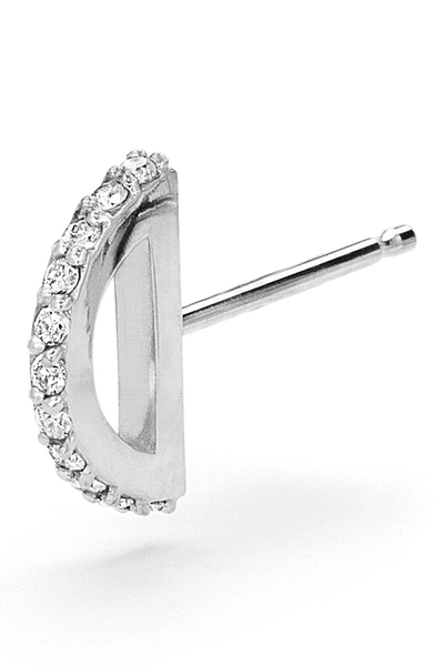 Shop Paige Novick 14k White Gold Diamond Half Circle Single Stud Earring - 0.06 Ctw