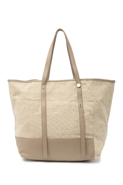 Shop Christopher Kon Canvas And Leather Tote In Natural/taupe