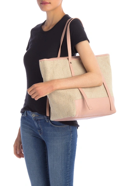 Shop Christopher Kon Canvas And Leather Tote In Natural/blush