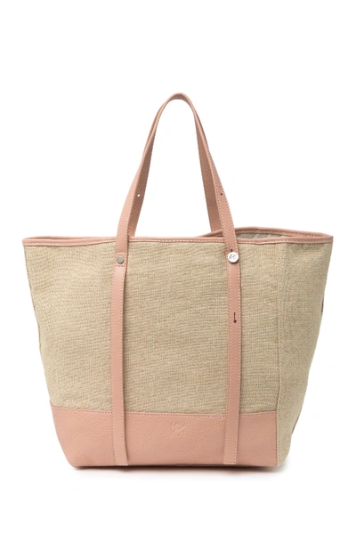 Shop Christopher Kon Canvas And Leather Tote In Natural/blush