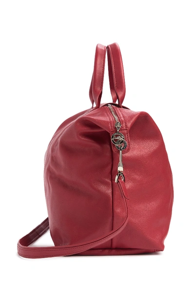 Shop Longchamp Le Pliage Cuir Leather Handbag In Red
