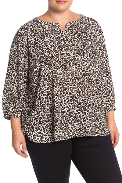 Shop Nydj Henley 3/4 Sleeve Blouse (plus Size) In F947 Alley Cat