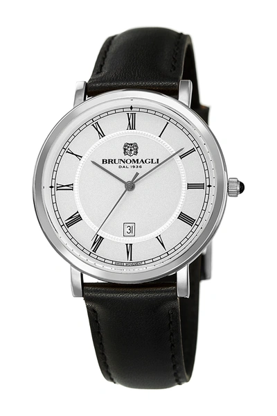 Shop Bruno Magli Men's Milano Swiss Quartz Leather Strap Watch, 41mm