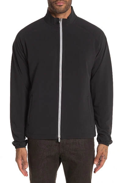 Shop Peter Millar Cabot Woven Full Zip Jacket In Black