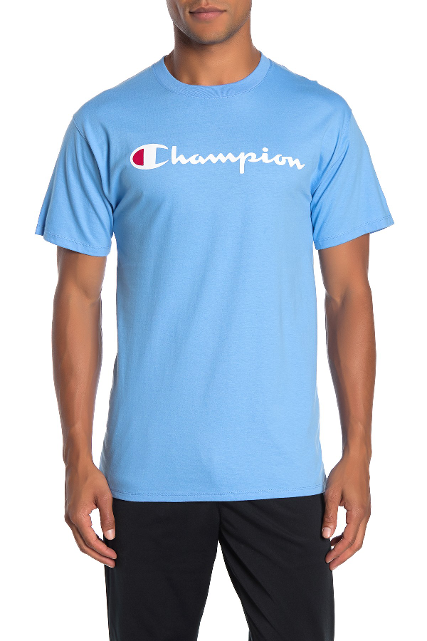 swiss blue champion t shirt