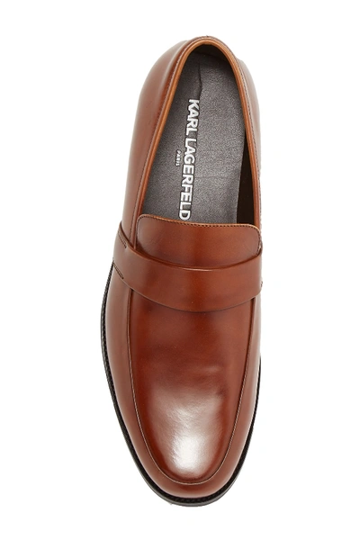 Shop Karl Lagerfeld Leather Loafer In Cognac