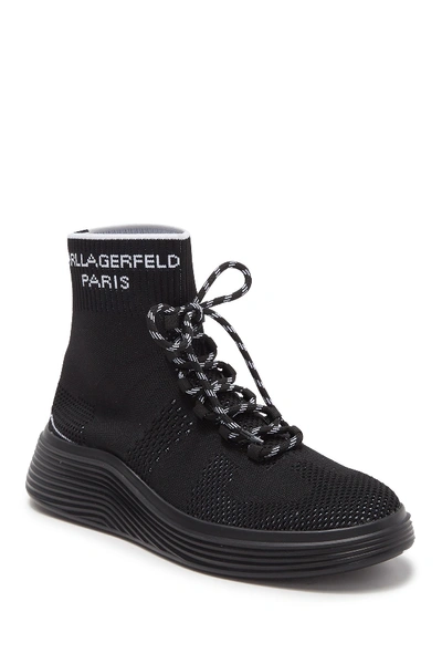 Shop Karl Lagerfeld High Top Knit Sneaker In Black