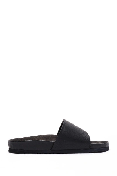 Shop Broken Homme Patrick Leather Slide Sandal In Black Vintage / Suede