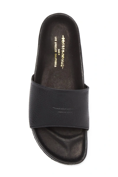 Shop Broken Homme Patrick Leather Slide Sandal In Black Vintage / Suede