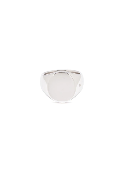 Shop Tom Wood 'oval Polished' Silver Signet Ring - Size 58 In Metallic