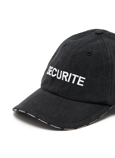 Vetements X Reebok 'securite' Slogan Embroidered Baseball Cap In Securite /  Black | ModeSens
