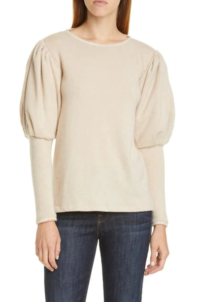 Shop Johanna Ortiz Puff Sleeve Cashmere Sweater In Ecru
