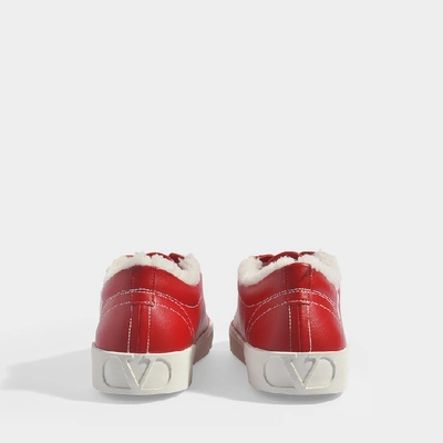 Shop Valentino Low Sneakers With Go Logo Detail In Red And White Leather