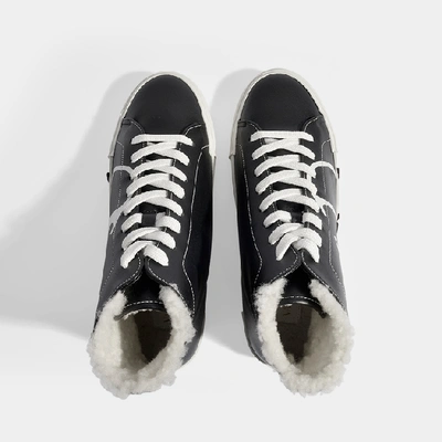 Shop Valentino High-top Sneakers With Go Logo Detail In Black And White Leather