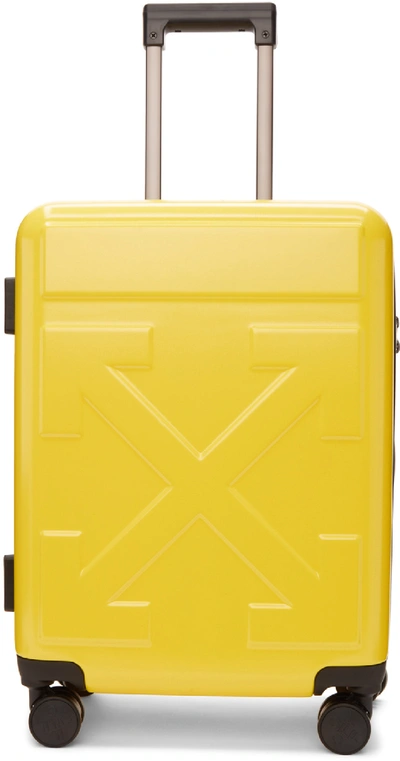 Pre-owned Off-white Quote Luggage "for Travel" Yellow