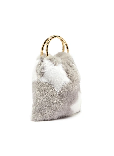 Shop Simonetta Ravizza 'furrsac' Ring Handle Star Print Mink Fur Sac Bag In Grey