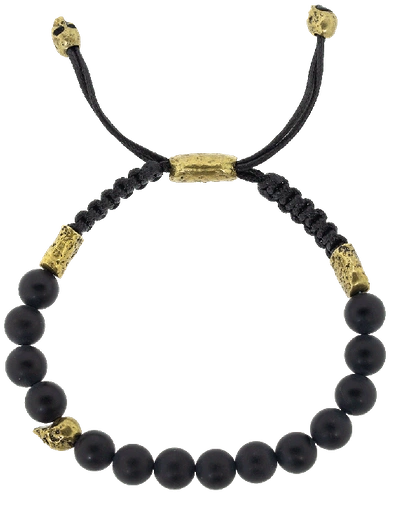 Shop John Varvatos Brass Skull And Onyx Bead Bracelet