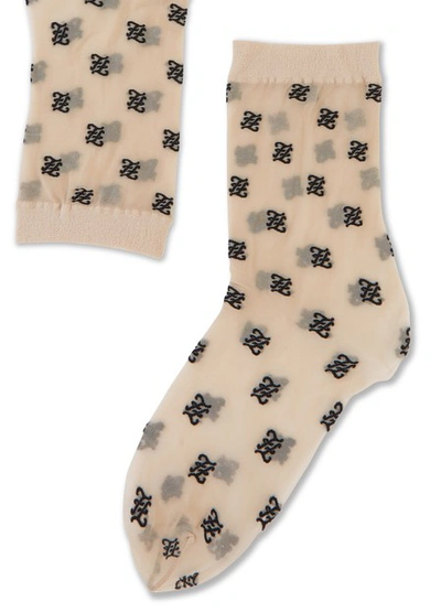 Shop Fendi Logo Socks In Nude